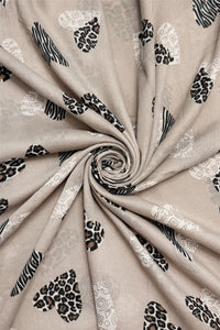 Leopard and Zebra Love Heart Print Frayed Scarf