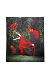 Ethereal Woman Print Wool Frayed Scarf