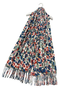 Cute Illustrated Floral Tassel Scarf