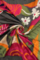 Bold Mixed Floral Print Frayed Scarf