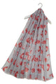 Sleepy Fox Print Scarf with Frayed Edge
