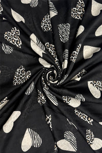 Leopard and Zebra Love Heart Print Frayed Scarf