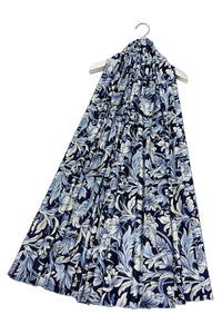 Decorative Leaf Floral Print Wool Frayed Scarf