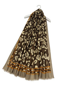 Leopard Print Heart Foiled Frayed Scarf