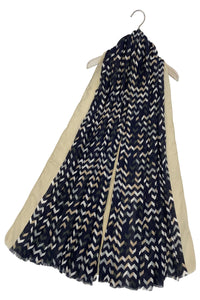 Chevron Print Frayed Scarf