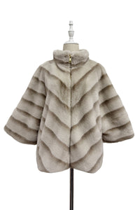 Chevron Faux Fur Sleeved Jacket