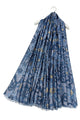 Decorative Gold Foil Floral Print Frayed Scarf