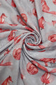 Sleepy Fox Print Scarf with Frayed Edge