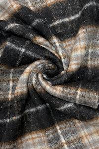 Silver Glitter Check Tassel Scarf