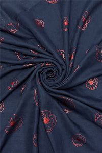 Red Poppy Foiled Print Scarf