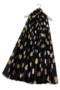 Foiled Polka Dot Frayed Scarf