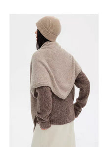 Large Plain Wool Triangle Pull Through Scarf