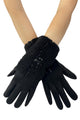 Suede Touchscreen Gloves with Faux Shearling Cuff