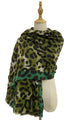 Bold Leopard Print & Stripe Frayed Scarf