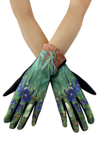 Van Gogh Irises Print Suede Touchscreen Gloves