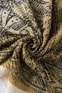 Ombre Indian Paisley Print Crinkle/Pleated Effect Scarf