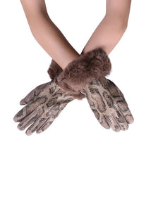 Faux Fur Trim & Snakeskin Print Touch - Fashion Scarf World