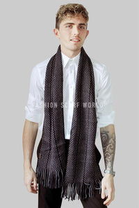 Zigzag Knitted Tassel Unisex Scarf - Fashion Scarf World