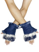 Plain Real Fur Fingerless Mittens