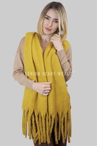 Soft Plain Tassel Blanket Wrap - Fashion Scarf World