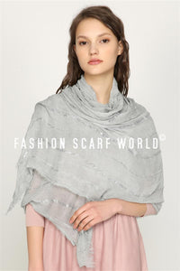 Plain Metallic Stripe Scarf - Fashion Scarf World