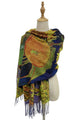 Van Gogh 'Six Sunflowers' Print Wool Tassel Scarf