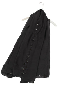 Plain Sheen Silk Scarf with Beaded Trim