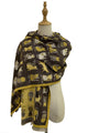 Cat Print Reversible Frayed Scarf