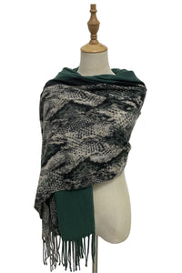 Snakeskin Stripe Soft Wool Tassel Scarf