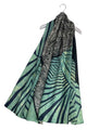 Abstract Waves & Stripes Print Silk Scarf