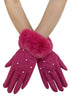 Pearl Diamond Print Faux Fur Trim Touch Screen Gloves