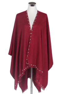 Pearl Bead Border Poncho Wrap - Fashion Scarf World