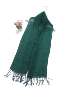 Versatile Classic Plain Tassel Linen Scarf - Fashion Scarf World