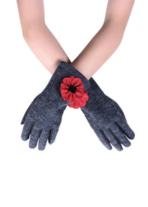 3D Poppy Flower Touchscreen Gloves - Fashion Scarf World