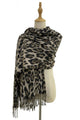 Luxe Leopard Print Wool Tassel Scarf