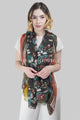 Tropical Leaf With Stripe Border Scarf - Fashion Scarf World