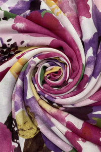 Watercolour Floral Bloom Print Frayed Scarf