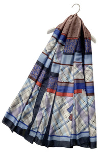 Plaid & Polka Dot Print Silk Scarf With Belt Detail - Fashion Scarf World