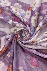 Summer Floral Stripe Frayed Scarf