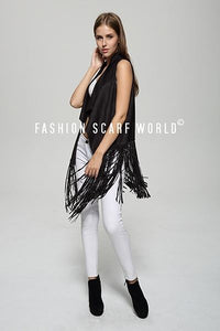 Suede Waist Coat With Tassel - Fashion Scarf World