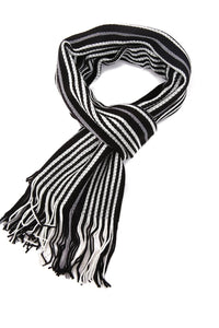 Vertical Stripe Knitted Tassel Unisex Scarf - Fashion Scarf World