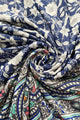 Traditional Flower Print Scarf with Tile Edge and Tassels