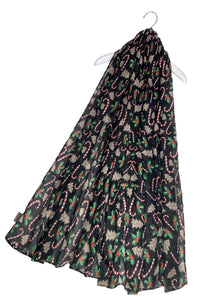 Gingerbread & Candy Cane Christmas Print Scarf