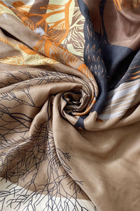 Woodland Stag Print Silk Scarf - Fashion Scarf World