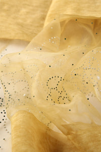 Diamante Flower Print Sheer Silk Scarf - Fashion Scarf World