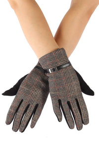 Tartan & Buckle Gloves - Fashion Scarf World