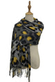 Contrast Leopard Print Soft Wool Tassel Scarf
