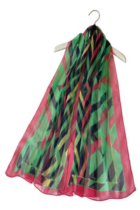 Vibrant Zigzag Print Chiffon Scarf