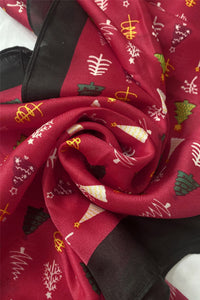 Christmas Tree Print Silk Scarf