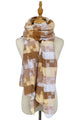 Woven Check Boucle Frayed Scarf - Brown/Sky Blue
